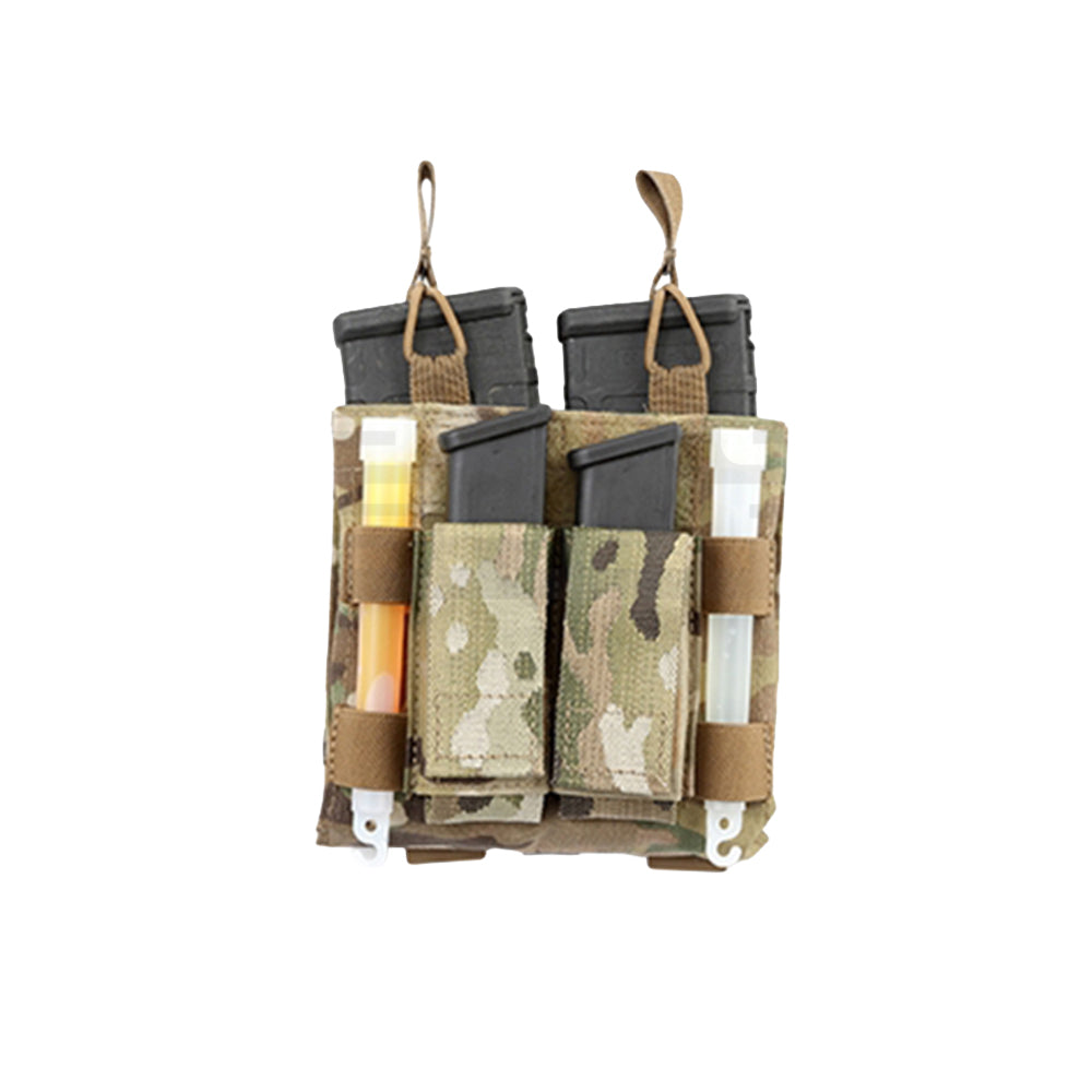 Double M4/Pistol w/Chemlite Pouch - Tactical Lightweight Molle Hybrid Ammo Carrier
