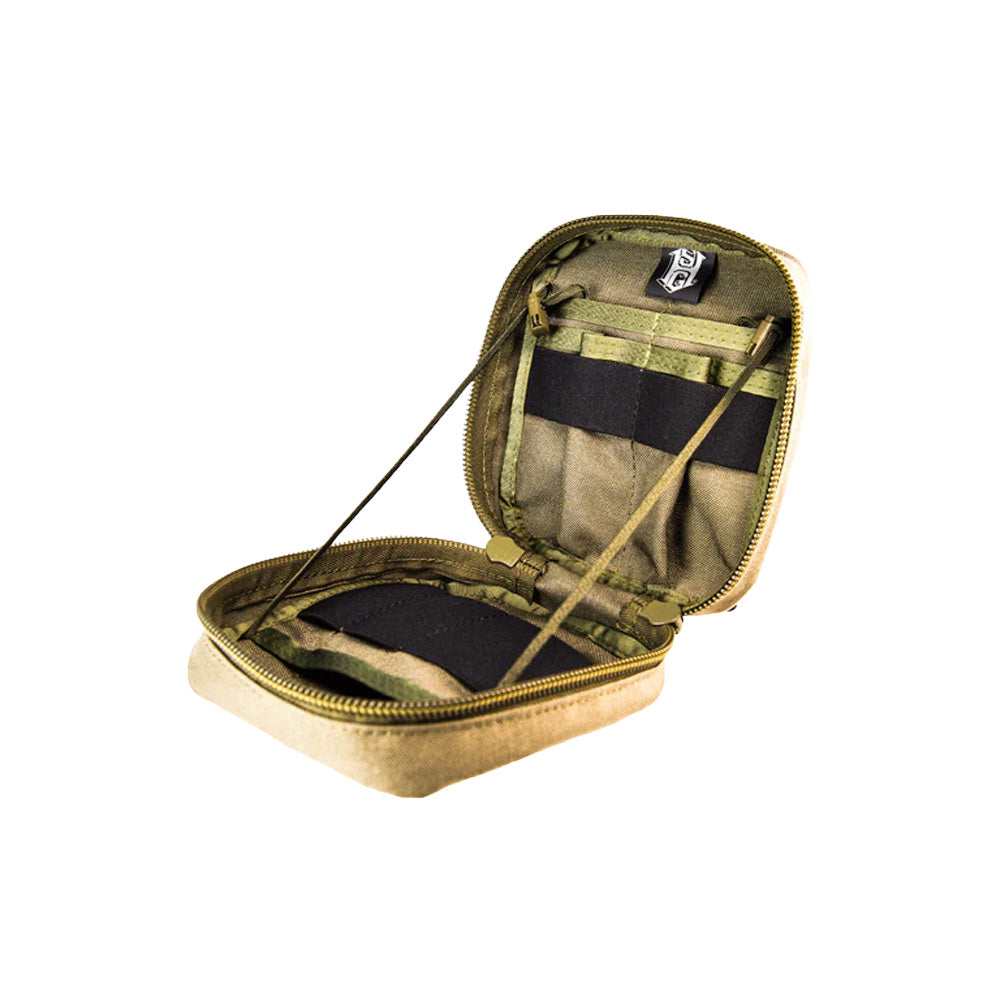 Mini EOD Pouch - Parachute Cord Suspension Workstation Chassis, Enhanced Three 3" & Two 1.5" Elastic Organization Array, MOLLE Medical IFAK Tactical Shingle