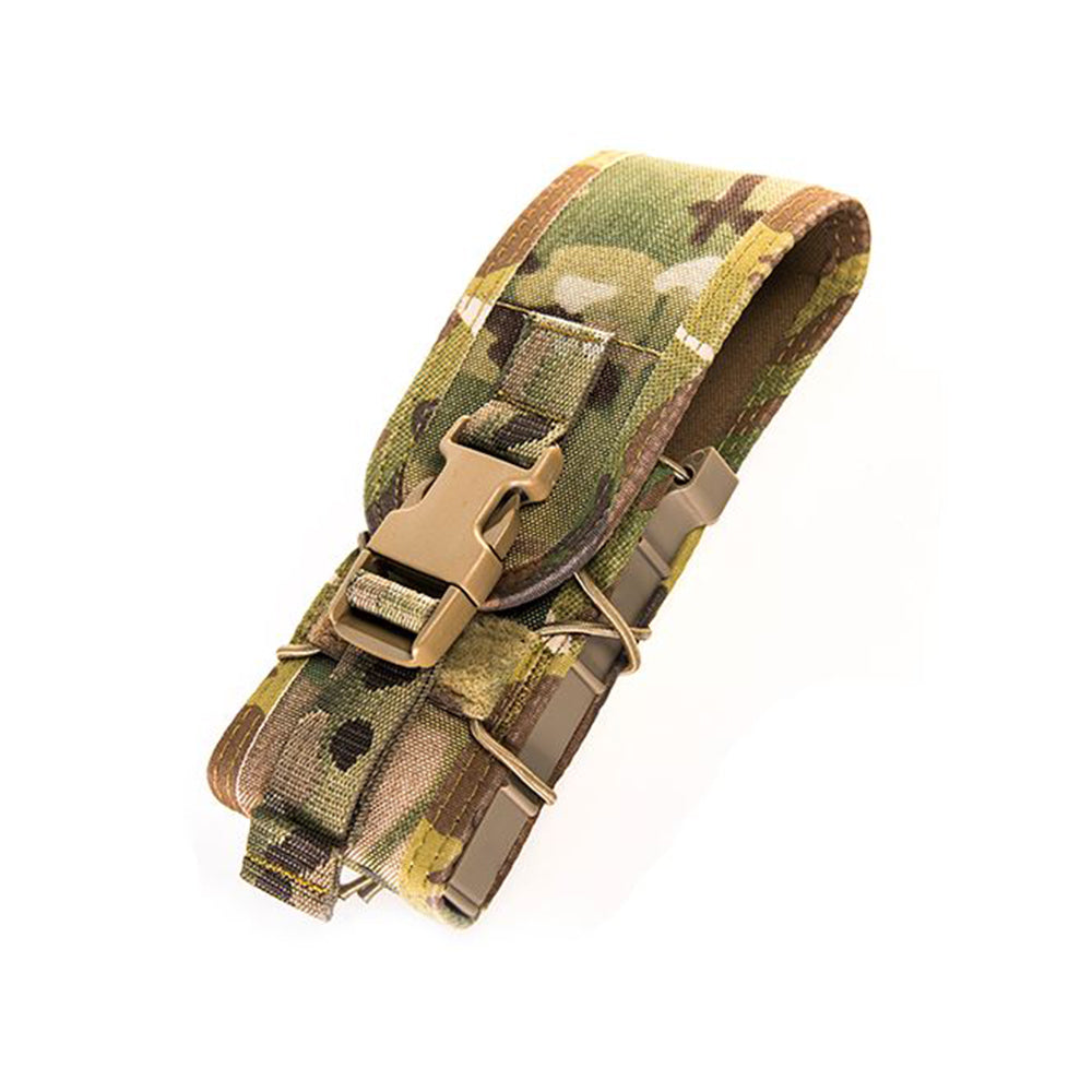 TACO® Covered Single Rifle Magazine Pouch - Universal Multi-Caliber Capacity, Adjustable Silent Security Flap Protection, Heavy-Duty MOLLE Compatible Matrix