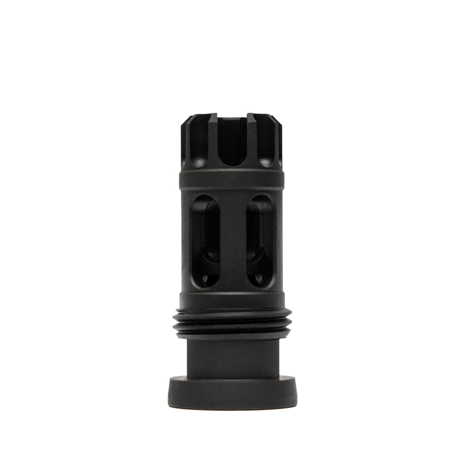 Detailed machining on PTS Griffin Armament FlashComp airsoft muzzle device
