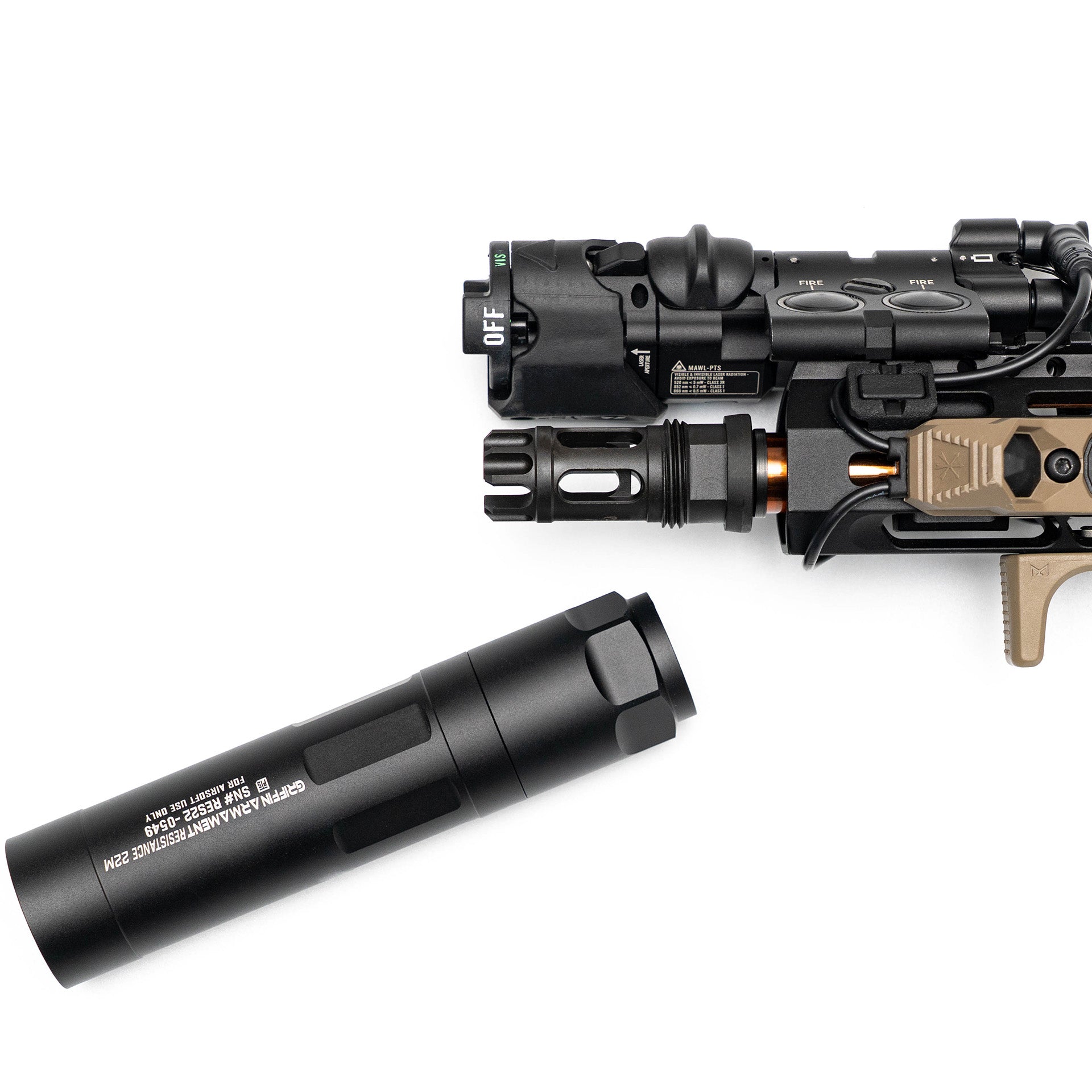 Close-up of Griffin Armament Taper Mount FlashComp with black QPQ finish