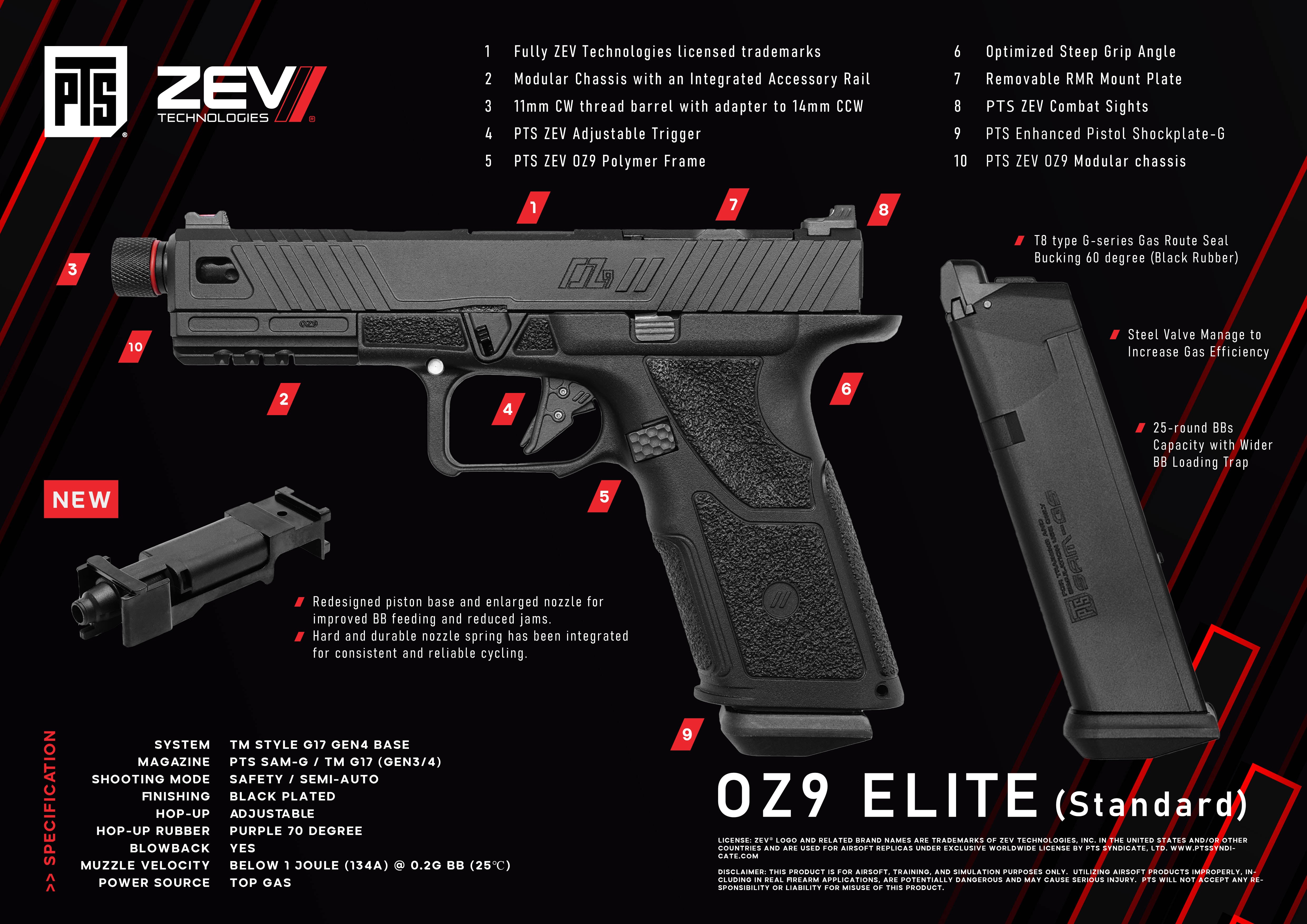 OZ9 ELITE (Standard Version) Gas Blow Back Pistol