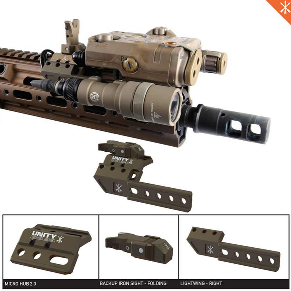 トイガン UnityFUSIONBackupIronSight MicroHub 2.0 Unity Tactical FUSION Micro Hub 2.0: Modular Mount for Lights